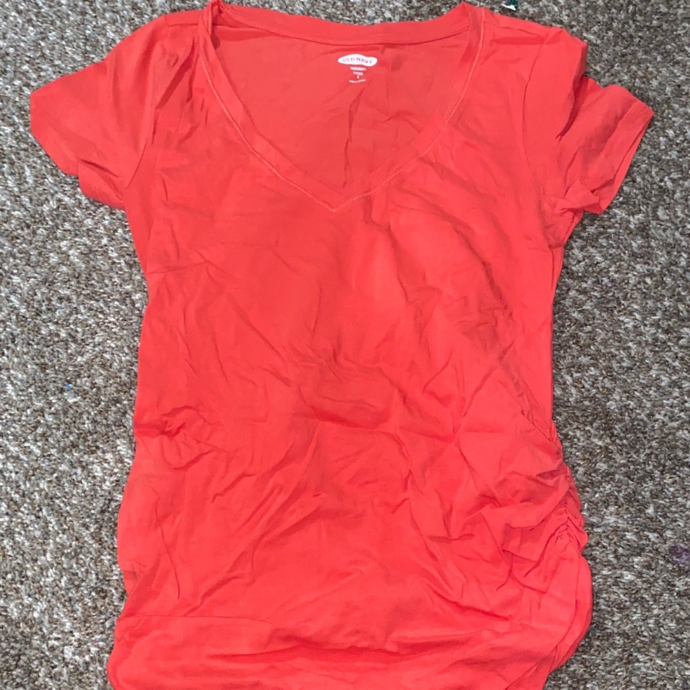 Maternity Women's Red Orange V-Neck Top